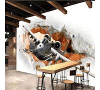 XLMING Arte Aviones Muro Roto Ciudad Arquitectura Misiles 3D Papel Pintado Pared Premium Textura Seda Estudio Comedor Vinilos Dormitorio Sofás TV Cocina-150cm×105cm