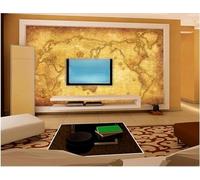 XLMING Arte Creativo Con Mapa Mundial Vintage Dorado 3D Papel Pintado Tapiz Textura de Seda Oficina Comedor Sofá Dormitorio Sala Estar TV Fondo Pantalla-300cm×210cm