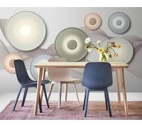 XLMING Arte Geométrico Circular Estereoscópico Simple 3D Papel Pintado Lujo Casa Sala Decoración Estar Comedor Sofá Dormitorio TV Fondo de Pared-400cm×280cm