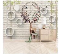XLMING Arte Pintado A Mano Pared De Ladrillos Geometría Círculo Ciervo 3D Papel Pintado Pared Premium Textura Seda Estudio Comedor Vinilos Dormitorio Sofás TV Cocina-300cm×210cm