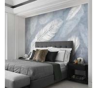 XLMING Arte Retro Simple Pluma Blanca 3D Papel Pintado Seda Texturizada Primera Calidad Sala De Estar Sofá Dormitorio Comedor Hogar Pared-400cm×280cm