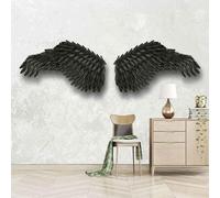 XLMING Arte Tridimensional Simple De Alas Negras 3D Papel Pintado Pared Premium Textura Seda Estudio Comedor Vinilos Dormitorio Sofás TV Cocina-400cm×280cm