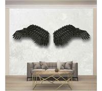 XLMING Arte Tridimensional Simple De Alas Negras 3D Papel Pintado Seda Texturizada Primera Calidad Sala De Estar Sofá Dormitorio Comedor Hogar Pared-350cm×256cm