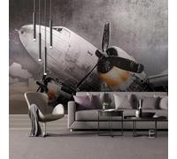 XLMING Arte Vintage De Aviones Con Nubes Pintadas A Mano 3D Papel Pintado Tapiz Textura de Seda Oficina Comedor Sofá Dormitorio Sala Estar TV Fondo Pantalla-430cm×300cm