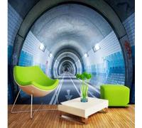 XLMING Artístico Geométrico Pasaje Subterráneo Túnel 3D Papel Pintado Pared Premium Textura Seda Estudio Comedor Vinilos Dormitorio Sofás TV Cocina-250cm×170cm