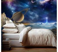XLMING Azul Estética Ciencia Ficción Planeta Universo 3D Papel Pintado Lujo Casa Sala Decoración Estar Comedor Sofá Dormitorio TV Fondo de Pared-200cm×140cm