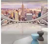 XLMING Balcón Tridimensional Expansión Espacial Arquitectura Urbana Ríos 3D Papel Pintado Tapiz Textura de Seda Oficina Comedor Sofá Dormitorio Sala Estar TV Fondo Pantalla-400cm×280cm