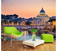 XLMING Belleza Atardecer Arquitectura Urbana Puentes En Arco Ríos 3D Papel Pintado Pared Premium Textura Seda Estudio Comedor Vinilos Dormitorio Sofás TV Cocina-150cm×105cm