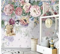 XLMING Belleza Dibujo A Mano Elegancia Peonía Mariposa 3D Papel Pintado Tapiz Textura de Seda Oficina Comedor Sofá Dormitorio Sala Estar TV Fondo Pantalla-430cm×300cm