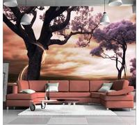 XLMING Belleza Fantasía Atardecer Árboles Naturaleza Paisajes 3D Papel Pintado Lujo Casa Sala Decoración Estar Comedor Sofá Dormitorio TV Fondo de Pared-400cm×280cm