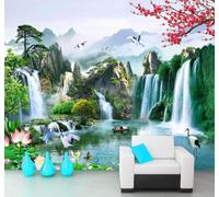 XLMING Belleza Paisajes Flores Cascadas Paraíso 3D Papel Pintado Lujo Casa Sala Decoración Estar Comedor Sofá Dormitorio TV Fondo de Pared-350cm×256cm