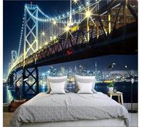 XLMING Belleza Puente Paisaje Nocturno Grandioso Arte Arquitectura 3D Papel Pintado Tapiz Textura de Seda Oficina Comedor Sofá Dormitorio Sala Estar TV Fondo Pantalla-200cm×140cm
