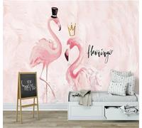 XLMING Bello Cálido Rosa Pareja Flamencos 3D Papel Pintado Tapiz Textura de Seda Oficina Comedor Sofá Dormitorio Sala Estar TV Fondo Pantalla-350cm×256cm