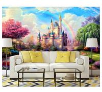 XLMING Bello De Ensueño Castillo Arcoíris Paisaje 3D Papel Pintado Tapiz Textura de Seda Oficina Comedor Sofá Dormitorio Sala Estar TV Fondo Pantalla-250cm×170cm