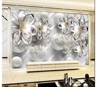 XLMING Bello Perlas Diamantes Flores Lujoso Joyería 3D Papel Pintado Tapiz Textura de Seda Oficina Comedor Sofá Dormitorio Sala Estar TV Fondo Pantalla-250cm×170cm