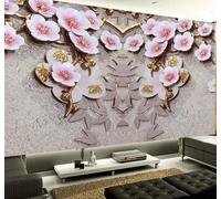 XLMING Bello Relieve Flor De Ciruelo Arte Personalidad 3D Papel Pintado Lujo Casa Sala Decoración Estar Comedor Sofá Dormitorio TV Fondo de Pared-350cm×256cm