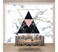 XLMING Blanco Y Negro Geométrico Oro Triángulo De Mármol Como 3D Papel Pintado Lujo Casa Sala Decoración Estar Comedor Sofá Dormitorio TV Fondo de Pared-250cm×170cm