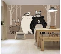 XLMING Bosque Adorable Animales Búho Aves Ilustración 3D Papel Pintado Pared Premium Textura Seda Estudio Comedor Vinilos Dormitorio Sofás TV Cocina-400cm×280cm