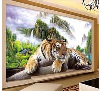 XLMING Bosque Niebla Descenso De La Montaña Rey De Los Tigres Imponente 3D Papel Pintado Tapiz Textura de Seda Oficina Comedor Sofá Dormitorio Sala Estar TV Fondo Pantalla-400cm×280cm