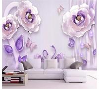 XLMING Cálido Bello Relieve Morado Peonía 3D Papel Pintado Tapiz Textura de Seda Oficina Comedor Sofá Dormitorio Sala Estar TV Fondo Pantalla-430cm×300cm
