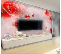 XLMING Cálido Bello Romántico Rosa Rosas Arte 3D Papel Pintado Tapiz Textura de Seda Oficina Comedor Sofá Dormitorio Sala Estar TV Fondo Pantalla-350cm×256cm