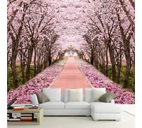 XLMING Cálido Bello Rosa Romántico Flor De Cerezo Bosques 3D Papel Pintado Tapiz Textura de Seda Oficina Comedor Sofá Dormitorio Sala Estar TV Fondo Pantalla-200cm×140cm