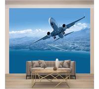 XLMING Cielo Azul Estereoscópico Nubes Blancas Mar Avión 3D Papel Pintado Lujo Casa Sala Decoración Estar Comedor Sofá Dormitorio TV Fondo de Pared-350cm×256cm
