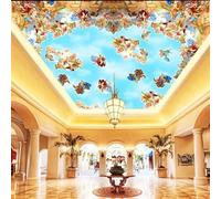 XLMING Cielo Azul Nubes Blancas Ángel Figura Arte 3D Papel Pintado Tapiz Textura de Seda Oficina Comedor Sofá Dormitorio Sala Estar TV Fondo Pantalla-200cm×140cm