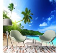 XLMING Cielo Estereoscópico Mar Coco Playa 3D Papel Pintado Pared Premium Textura Seda Estudio Comedor Vinilos Dormitorio Sofás TV Cocina-300cm×210cm