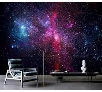 XLMING Cielo Estrellado Cosmos Estrellas Rojo Azul 3D Papel Pintado Pared Premium Textura Seda Estudio Comedor Vinilos Dormitorio Sofás TV Cocina-400cm×280cm