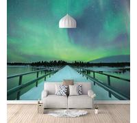 XLMING Cielo Estrellado Etéreo Puente Verde Aurora 3D Papel Pintado Pared Premium Textura Seda Estudio Comedor Vinilos Dormitorio Sofás TV Cocina-400cm×280cm
