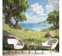 XLMING Cielo Mar Gran Árbol Pradera Flores 3D Papel Pintado Pared Premium Textura Seda Estudio Comedor Vinilos Dormitorio Sofás TV Cocina-150cm×105cm