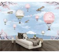 XLMING Cielo Montañas Nevadas Pájaros En Vuelo Globos Aerostáticos Aviones 3D Papel Pintado Pared Premium Textura Seda Estudio Comedor Vinilos Dormitorio Sofás TV Cocina-400cm×280cm