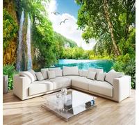 XLMING Cielo Pájaros Montañas Cascada Lago 3D Papel Pintado Tapiz Textura de Seda Oficina Comedor Sofá Dormitorio Sala Estar TV Fondo Pantalla-300cm×210cm