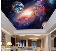 XLMING Ciencia Ficción Belleza Cielo Estrellado Luz De Las Estrellas Planetas 3D Papel Pintado Lujo Casa Sala Decoración Estar Comedor Sofá Dormitorio TV Fondo de Pared-350cm×256cm