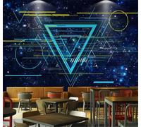 XLMING Ciencia Ficción Creativo Líneas Azul Cielo Estrellado Universo 3D Papel Pintado Tapiz Textura de Seda Oficina Comedor Sofá Dormitorio Sala Estar TV Fondo Pantalla-430cm×300cm