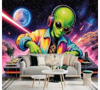 XLMING Ciencia Ficción Universo Espacio Arte Música 3D Papel Pintado Tapiz Textura de Seda Oficina Comedor Sofá Dormitorio Sala Estar TV Fondo Pantalla-150cm×105cm