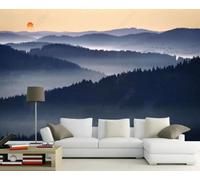 XLMING Cimas De Montañas Bosque Amanecer Pájaros Volando Paisaje 3D Papel Pintado Tapiz Textura de Seda Oficina Comedor Sofá Dormitorio Sala Estar TV Fondo Pantalla-150cm×105cm