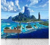 XLMING Cimas De Montañas Pintadas A Mano Océano Cielo Azul Nubes Blancas 3D Papel Pintado Tapiz Textura de Seda Oficina Comedor Sofá Dormitorio Sala Estar TV Fondo Pantalla-300cm×210cm