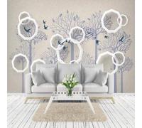 XLMING Círculos Rombos Texturas Abstracto Árboles 3D Papel Pintado Pared Premium Textura Seda Estudio Comedor Vinilos Dormitorio Sofás TV Cocina-300cm×210cm