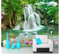 XLMING Cisnes Estanque Bosque Paisaje Cascada Vista 3D Papel Pintado Tapiz Textura de Seda Oficina Comedor Sofá Dormitorio Sala Estar TV Fondo Pantalla-430cm×300cm