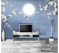 XLMING Clásico: Flores De Ciruelo Luna Paisajes Decoración 3D Papel Pintado Lujo Casa Sala Decoración Estar Comedor Sofá Dormitorio TV Fondo de Pared-300cm×210cm