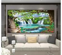 XLMING Coches Belleza Árboles Verdes Cascadas Paisajes Naturales 3D Papel Pintado Lujo Casa Sala Decoración Estar Comedor Sofá Dormitorio TV Fondo de Pared-200cm×140cm
