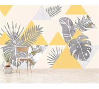 XLMING Colorido Geométrico Efecto Mármol Hojas Grises Papel Pintado 3D Seda De Lujo Pared Estudio Comedor Sofa Dormitorio Madera Salon Tv Decorativo-200cm×140cm