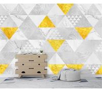 XLMING Colorido Geométrico Plantas Hojas Efecto Mármol Papel Pintado 3D Seda De Lujo Pared Estudio Comedor Sofa Dormitorio Madera Salon Tv Decorativo-430cm×300cm