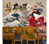 XLMING Comida Abstracta De Dibujos Animados Olas Mujer Pájaro Volando Gato 3D Papel Pintado Tapiz Textura de Seda Oficina Comedor Sofá Dormitorio Sala Estar TV Fondo Pantalla-200cm×140cm