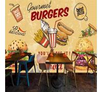 XLMING Comida Creativa Retro Hamburguesa Patatas Fritas 3D Papel Pintado Tapiz Textura de Seda Oficina Comedor Sofá Dormitorio Sala Estar TV Fondo Pantalla-430cm×300cm