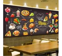 XLMING Comida: Pizza Hamburguesa Café Fruta 3D Papel Pintado Tapiz Textura de Seda Oficina Comedor Sofá Dormitorio Sala Estar TV Fondo Pantalla-250cm×170cm
