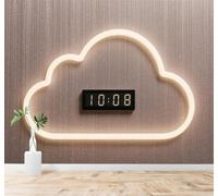 XLMING Creatividad Forma De Nube Luminosa Reloj Digital Luz Cálida 3D Papel Pintado Tapiz Textura de Seda Oficina Comedor Sofá Dormitorio Sala Estar TV Fondo Pantalla-430cm×300cm
