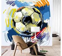 XLMING Creatividad Fútbol Grafitis Bar Cafetería 3D Papel Pintado Lujo Casa Sala Decoración Estar Comedor Sofá Dormitorio TV Fondo de Pared-300cm×210cm